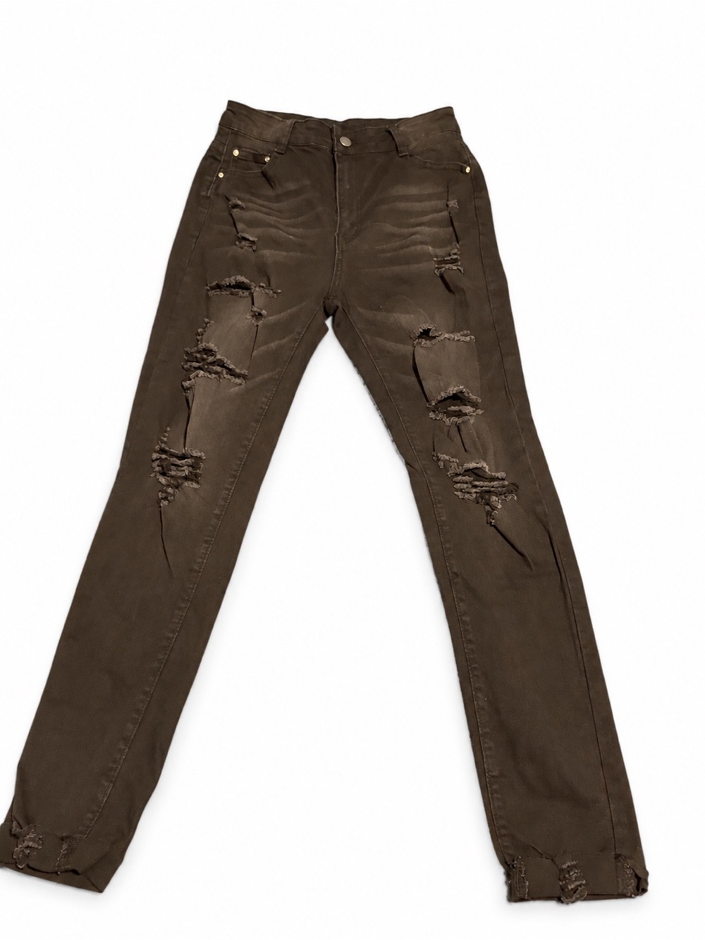 Men's Distressed Slim Fit Jeans - Brown